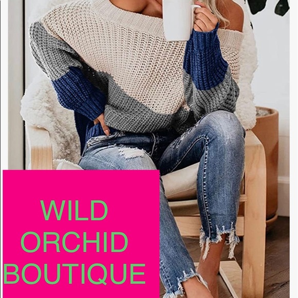 ♠️❤️BNWT❤️♠️OVERSIZED BLOCK SWEATER-OFF THE SHOULDERS♠️❤️CABLE KNIT SEXY♠️❤️ - Picture 2 of 5